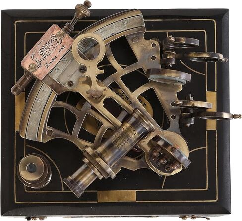 J. Scott London Brass Ship History Sextant with Hardwood Box. Vintage Solid Antique Brass Nautical Functional Maritime Sextant | Nautical Navy Decor Gifts. DELICACY HANDICRAFT, sandard, Brown in Saudi Arabia
