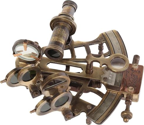 J. Scott London Brass Ship History Sextant with Hardwood Box. Vintage Solid Antique Brass Nautical Functional Maritime Sextant | Nautical Navy Decor Gifts. DELICACY HANDICRAFT, sandard, Brown in Saudi Arabia