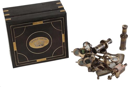 J. Scott London Brass Ship History Sextant with Hardwood Box. Vintage Solid Antique Brass Nautical Functional Maritime Sextant | Nautical Navy Decor Gifts. DELICACY HANDICRAFT, sandard, Brown in Saudi Arabia