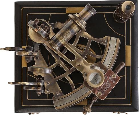 J. Scott London Brass Ship History Sextant with Hardwood Box. Vintage Solid Antique Brass Nautical Functional Maritime Sextant | Nautical Navy Decor Gifts. DELICACY HANDICRAFT, sandard, Brown in Saudi Arabia