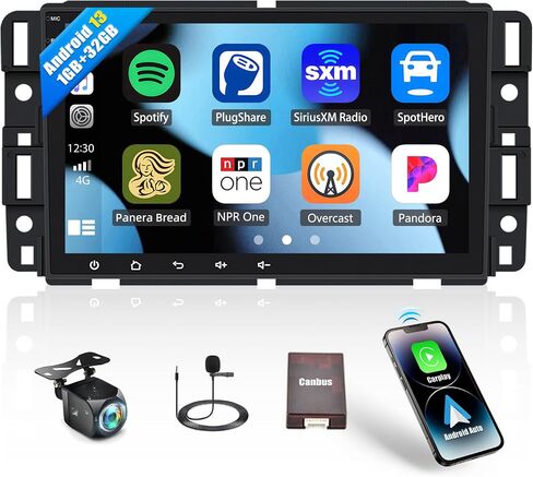 ستيريو سيارة Android 13 لسيارة جي إم سي سييرا يوكون شيفروليه بويك تشيفي سيلفرادو مع Apple CarPlay اللاسلكي Android Auto، راديو سيارة بشاشة لمس 8 بوصة مع نظام تحديد المواقع العالمي، واي فاي، بلوتوث FM/RDS، HiFi + كاميرا احتياطية in Saudi Arabia
