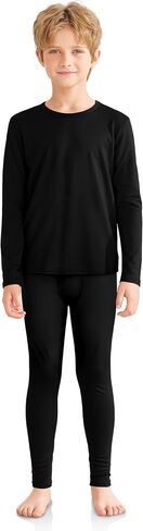 VZV Kids Thermal Underwear Set, Boys Long Underwear Set, Fleece Lined Base Layers Top and Bottom Set for Skiing, Cold Weather in Saudi Arabia