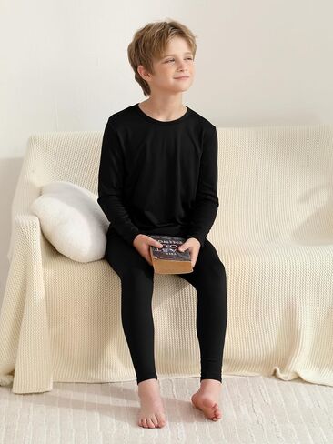 VZV Kids Thermal Underwear Set, Boys Long Underwear Set, Fleece Lined Base Layers Top and Bottom Set for Skiing, Cold Weather in Saudi Arabia