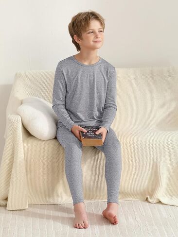 VZV Kids Thermal Underwear Set, Boys Long Underwear Set, Fleece Lined Base Layers Top and Bottom Set for Skiing, Cold Weather in Saudi Arabia