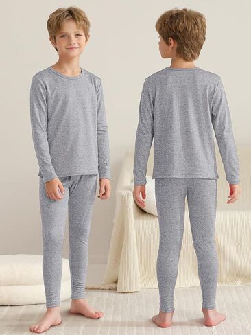 VZV Kids Thermal Underwear Set, Boys Long Underwear Set, Fleece Lined Base Layers Top and Bottom Set for Skiing, Cold Weather in Saudi Arabia