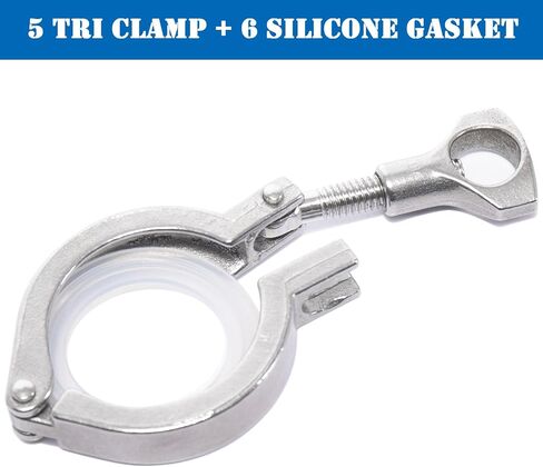 5 Pack 1.5 inch Tri Clamp with 6 Silicone Gasket, 304 Stainless Steel Heavy Duty Sanitary Clamp Clover, Single Pin Quick Fitting Tri Clamps with Wing Nut for TC Ferrule, TC Reducer (13MHHM3P) in Saudi Arabia