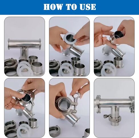 5 Pack 1.5 inch Tri Clamp with 6 Silicone Gasket, 304 Stainless Steel Heavy Duty Sanitary Clamp Clover, Single Pin Quick Fitting Tri Clamps with Wing Nut for TC Ferrule, TC Reducer (13MHHM3P) in Saudi Arabia