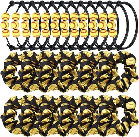 24 Pcs Volleyball Charm Bracelets and Sport Hairbands Set Adjustable Volleyball Beads Wristband Volleyball Hair Scrunchies Volleyball Theme Bracelets Hair Ties for Athlete Teens Adults in Kuwait