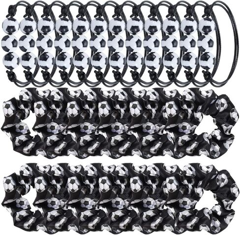 24 Pcs Volleyball Charm Bracelets and Sport Hairbands Set Adjustable Volleyball Beads Wristband Volleyball Hair Scrunchies Volleyball Theme Bracelets Hair Ties for Athlete Teens Adults in Kuwait