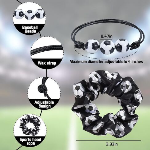 24 Pcs Volleyball Charm Bracelets and Sport Hairbands Set Adjustable Volleyball Beads Wristband Volleyball Hair Scrunchies Volleyball Theme Bracelets Hair Ties for Athlete Teens Adults in Kuwait