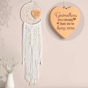 for Godmother Boho Dreamcatcher with Heart Pendant for Home Wall Decor (Only The Best Aunts Get Promoted to Godmother)