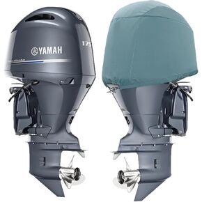 Outboard Motor Cover, Boat Motor Cover,Waterproof 900D Heavy Duty Oxford Fabric Outboard Engine Cover,Compatible with Yamaha F150D, F175A, F200F- 4 CYL 2.8L 2015-2023,Gray Green