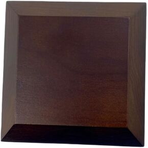 Dark Brown Solid Cherrywood Pedestal, Square Wood Display Base with Bevel, Vintage Decor Wooden Riser for Display (4" x 4" x 7/8")