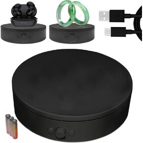Rotating Display Stand with Type-C Cable,360 Degree Motorized Turntable Adjustable Speed and Direction, Phtography Turntable Used for Jewelry, Shoes Shooting and Display (white, 5.9'')