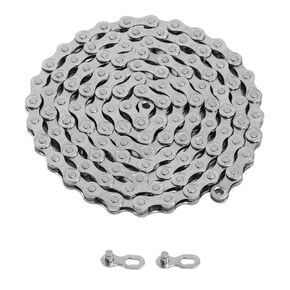 Bike Chain Silver Stainless Steel 6, 7, 8 Speed Sports Bike Chain with Articulating Buckle Resistant Chains Parts for Mountain Road Bicycle 1/2inx3/32in 116 Links