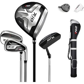 PGM Beginner Golf Clubs Sets Rio for Men 5 Piece Includes Golf Driver, 7 Irons, #52 Sand Wedge, Putter and Lightweight Carry Sunday Club Golf Stand Bag Right Handed in Kuwait