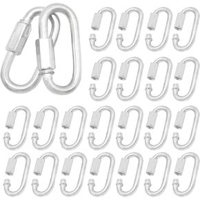 Quick Chain Link Heavy Duty Carabiner Clips 1/4" Diameter Quick Links Galvanized Thread Quick Link D Shape Locking Carabiner for Safety Chain Camping Gym Doog Leash