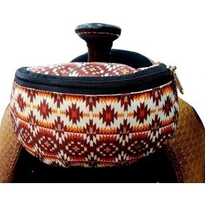 Showman Brown Aztec Print Insulated Nylon Saddle Pouch in Saudi Arabia