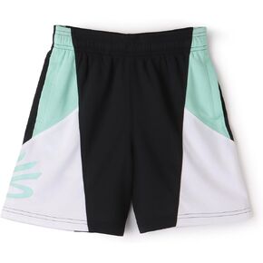 Under Armour Boys' Curry Splash Basketball Shorts, X-Large, Black / White / Neo Turquoise