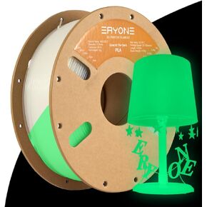ERYONE Filament PLA 1.75 مم، خيط PLA خاص للطباعة ثلاثية الأبعاد 1.75 مم +/-0.03 مم للطابعات ثلاثية الأبعاد والأقلام ثلاثية الأبعاد، 1 كجم (2.2 رطل)/البكرة، يتوهج باللون الأخضر في الظلام