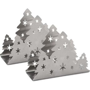 2 Pack Christmas Napkin Holders for Table, Tissue Dispenser for Kitchen Countertop/Restaurant, Stainless Steel Paper Napkin Storage and Organization for Tabletop Decoration (Red)