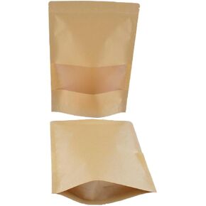 50pcs Kraft Paper Stand Up Pouches Zipper Lock Resealable Food Storage Bags with Window for Packing Cookies,snack Nut bag Dog Treats (20 * 30cm /7.9 x 11.8 inch)