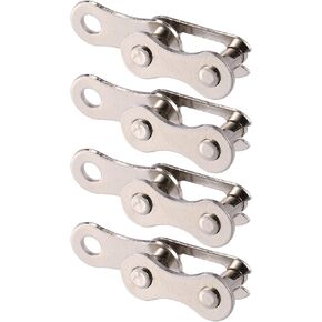 X AUTOHAUX 4 Pair Single Speed Silver Tone Chain Master Link Joint Clips Connectors Bicycle Missing Link Reusable Speed Chain for Bike MTB Repair Parts