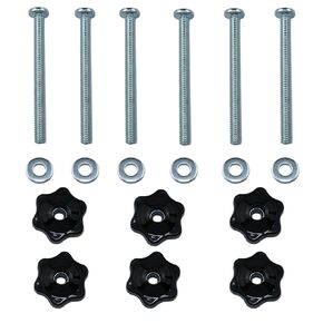 T-Track Knob Kits Galvanized Iron Screws 1/4-20 x 3 Inch and 1/4 Inch Black Hexagon Manual Nuts and 1/4 Inch Galvanized Iron Flat Washers 6 Set
