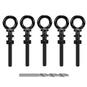Helffer 10 Pack Eye Bolt, 1/4" x 5" T316 Stainless Steel Eyebolts, Heavy Duty Shoulder Lifting Ring Threaded Eyebolts with Nuts and Washers