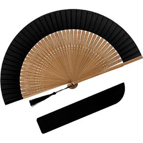 Handheld Foldable Fan for Women, Chinese Japanese Vintage Bamboo Silk Fan, Folding Hand Fans for Music Festival Dance Party Wedding Church Decoration EDM Performance Hot Flash Gift (Sexy Bamboo)