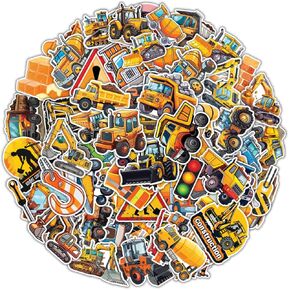 100 Pcs Construction Stickers for Kids, Heavy Equipment Waterproof Decals for Water Bottles Laptop Luggage Computer Scrapbooking Teens Adults Girls Kids Funny Party Birthday Decorations