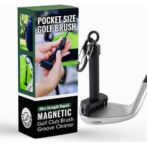 Magnetic Golf Club Brush Groove Cleaner (Black) - Detachable - Premium Nylon Bristles - Golf Bag Accessories - Golf Club Cleaner Brush - Golf Accessories - Golf Ball Cleaner - Golf Tool
