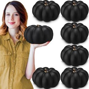 Liliful 8 Inch Large Foam Artificial Pumpkins Fall Harvest Big Pumpkins Fake Pumpkin Decor Pumpkins Foam Pumpkin for Fall Autumn Halloween Thanksgiving Table Home Seasonal Holiday Decor
