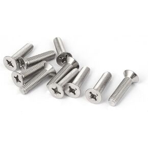 uxcell M6x25mm 316 Stainless Steel Flat Head Phillips Machine Screws Fasteners 10 Pcs