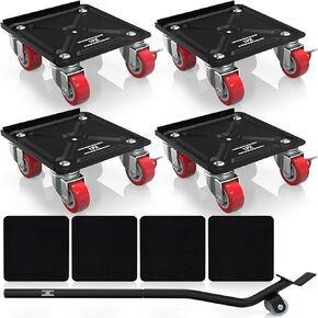 1PZ FMG-R5D 4 Pack of 4 Wheel Heavy Duty Movement Set Furniture Moving Dolly 350KG Load Capacity 360° Rotation Moving Wheels Furniture Jack & Pads for Heavy Furniture