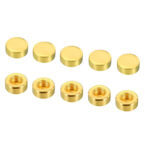 PATIKIL M10x1.0 15x6mm Lamp Finial Cap Knob, 10 Pack Flat Screw Cap Nut Bolt Cover Female Thread Light Fixtures Decoration Black