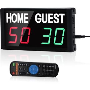 Electronic Scoreboard,Digital Scoreboard with Remote,Portable LED Tabletop Scoreboard for Indoor Games Volleyball/Basketball/Football/Ping Pong/Badminton,Scores 1-99, Score Keeper (Red+Green