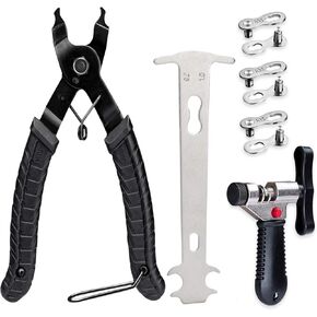 Bike Chain Repair Tool Kit Set, Bike Link Plier, Chain Breaker Splitter Tool, Chain Checker and 3 Pairs Bicycle Missing Links, Professional Tool Kit for Road Mountain Sports Bike
