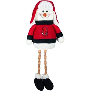 Hanna's Handiworks Collegiate Plush Snowman Sitter with Beaded Dangle Legs Dorm Decoration- Ideal Gift for Students/Graduation/Alumni - Show Your NCAA Team Spirit