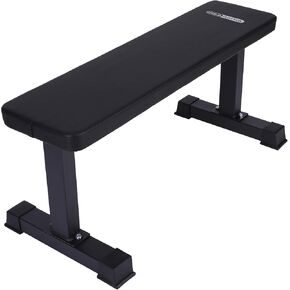 HolaHatha Steel Frame 600 Lbs Capacity Foam Padded Flat Weight Fitness Equipment Home Gym Freeweight Barbell Bench for Strength Full Body Exercise