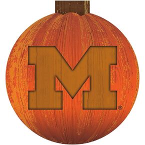 Fan Creations NCAA Michigan Wolverines Unisex University of Michigan 12 in. Halloween Pumpkin Sign, Team Color, 12 inch