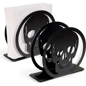 قطعتين من حامل مناديل جمجمة الهالوين، حامل مناديل معدنية سوداء، حامل مناديل العشاء والكوكتيل الجديد، حامل مناديل ورقية، منظم للمنزل، المطبخ، المطعم، ديكور الفندق in Kuwait