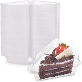 200 PCS Cake Slice Containers 5 inch - Clear Plastic Individual Pie Slice Container, Hinged Lid Cheesecake Take Out Container, Clamshell Packaging Box with Lid for Sandwiches, Pies, Dessert
