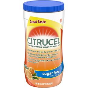 Citrucel Sugar Free Orange Flavor Methylcellulose Fiber Therapy Powder for Regularity, 16.9 ounce, Pack of 4