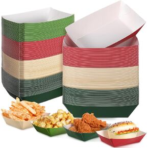 120 قطعة من قوارب طعام ورقية لعيد الميلاد بوزن 1 رطل للاستعمال مرة واحدة، صواني طعام للوجبات الخفيفة وصواني ناتشو، حاملات قوارب تقديم الطعام للاستعمال مرة واحدة، حاوية طعام للوجبات الخفيفة والحلوى لتزيين مستلزمات حفلات عيد الميلاد in Kuwait