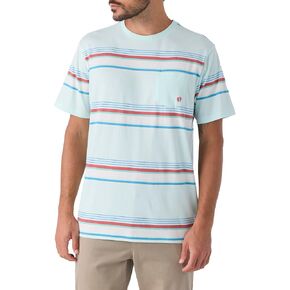 Hang Ten Mens Radical Stripe Knit T-Shirt - Casual Shirts for Men - Vintage Inspired Short Sleeve Knit Tee