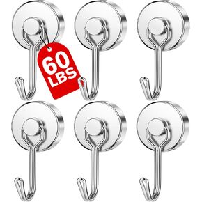 Magnetic Hooks,100 LBS Heavy Duty Magnetic Hooks, Metal Hook,Magnet with Hooks, Magnetic Hooks for Cruise Cabin Hanging,Office, Classroom, Kitchen -Pack of 6