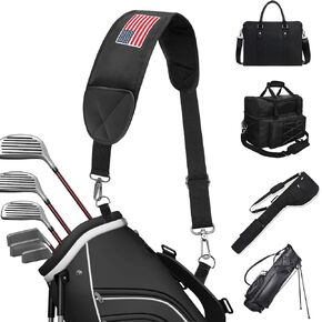 Golf Bag Strap Replacement Golf Bag Shoulder Strap Colorful USA Flag Single Padded Shoulder Strap Adjustable Golf Bag Straps Waterproof Star Golf Bag Backpack Straps