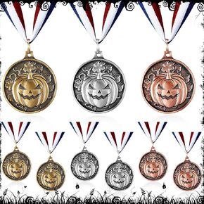 Tondiamo 9 Pcs Halloween Pumpkin Winner Medals 2" Multicolore Halloween Awards Medals Participation Medals Award Medals with Neck Ribbon for Kids Adults Contest Prizes Fall Holiday Parties