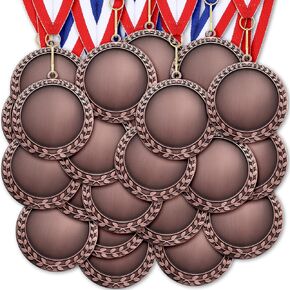 Sasylvia 60 Pieces Blank Award Medals with Neck Ribbons Create Your Own Medals Kit Cheer Medals Winner Medals Participation Trophy Metal Gifts for Adults Party